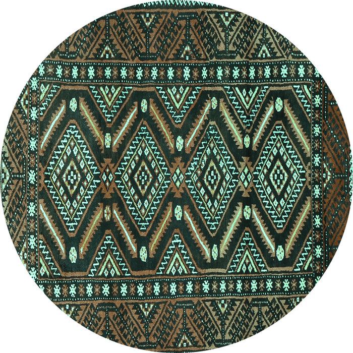 Round Persian Turquoise Traditional Rug, tr814turq