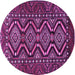 Round Persian Purple Traditional Rug, tr814pur