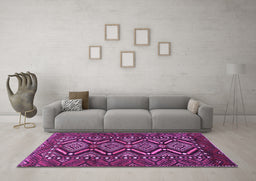 Machine Washable Persian Purple Traditional Area Rugs in a Living Room, wshtr814pur