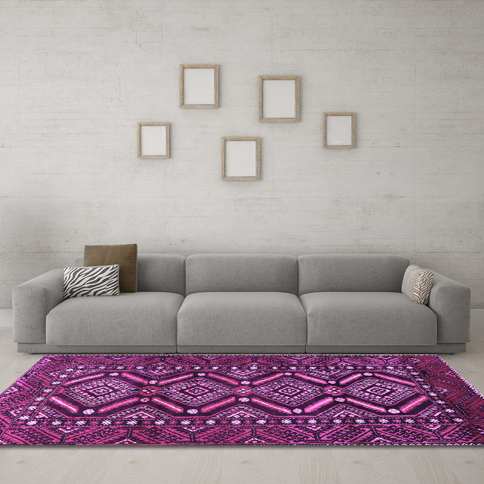 Machine Washable Persian Purple Traditional Area Rugs in a Living Room, wshtr814pur