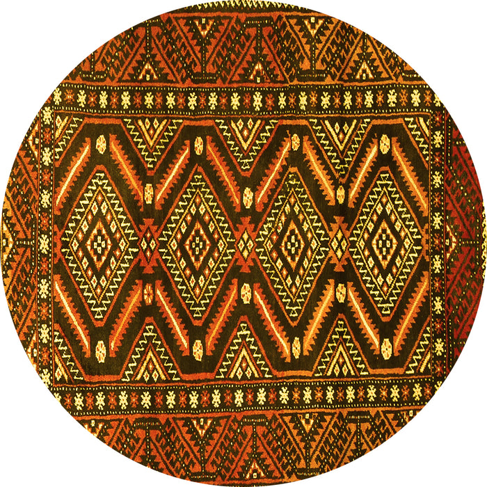 Round Persian Yellow Traditional Rug, tr814yw