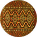 Round Persian Yellow Traditional Rug, tr814yw