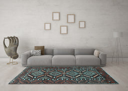 Machine Washable Persian Light Blue Traditional Rug in a Living Room, wshtr814lblu