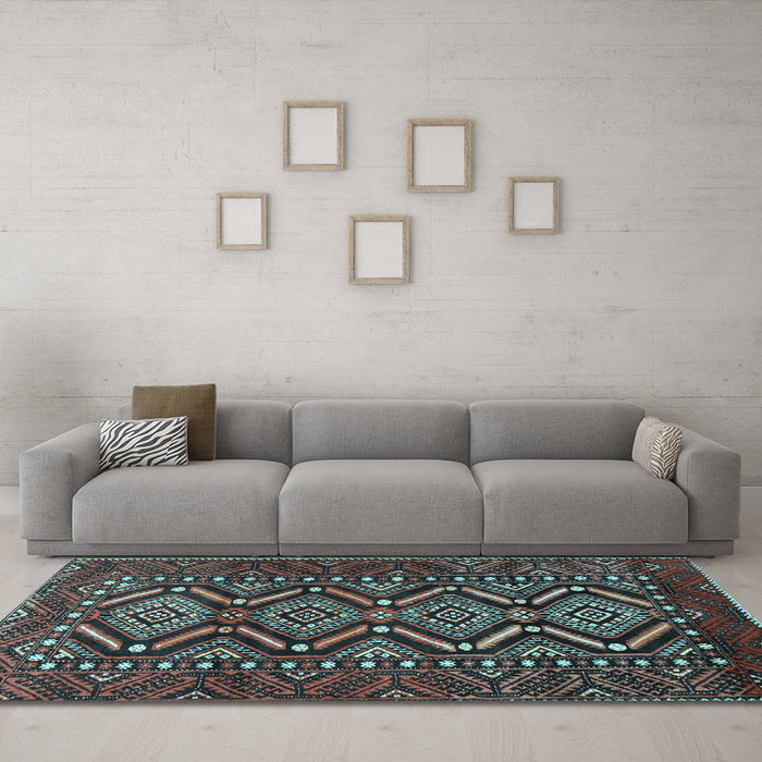 Machine Washable Persian Light Blue Traditional Rug in a Living Room, wshtr814lblu