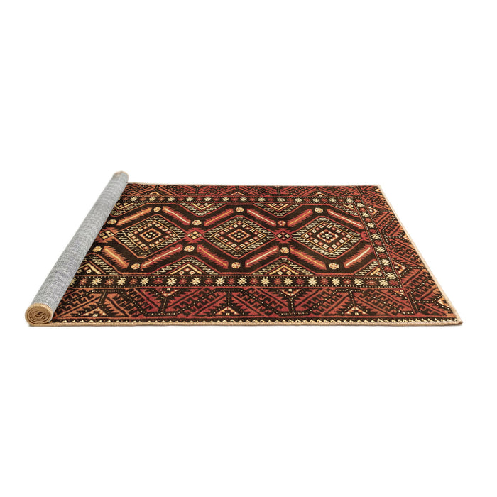 Sideview of Machine Washable Persian Brown Traditional Rug, wshtr814brn