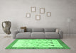 Machine Washable Persian Emerald Green Traditional Area Rugs in a Living Room,, wshtr815emgrn