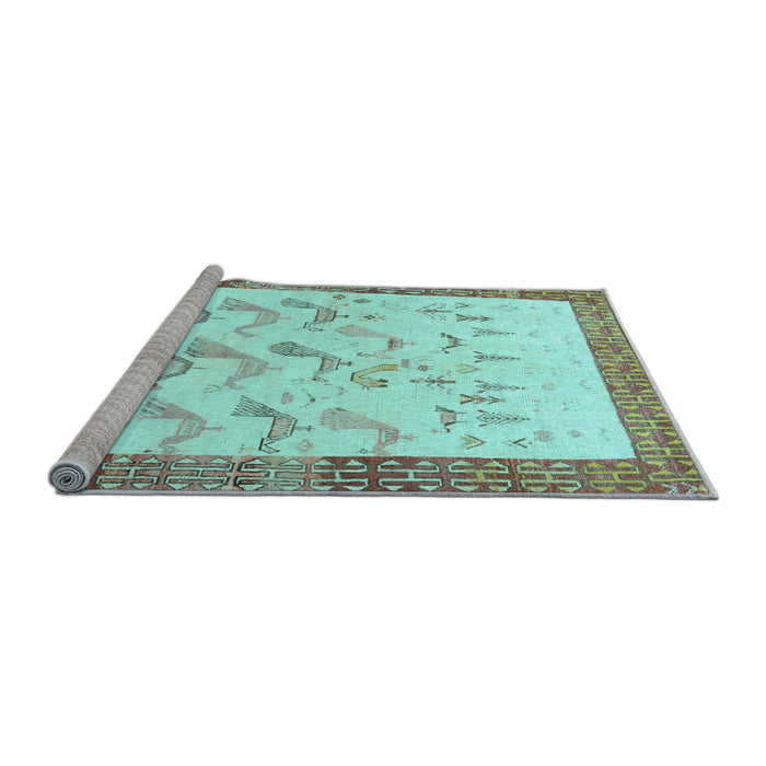 Sideview of Machine Washable Persian Light Blue Traditional Rug, wshtr815lblu
