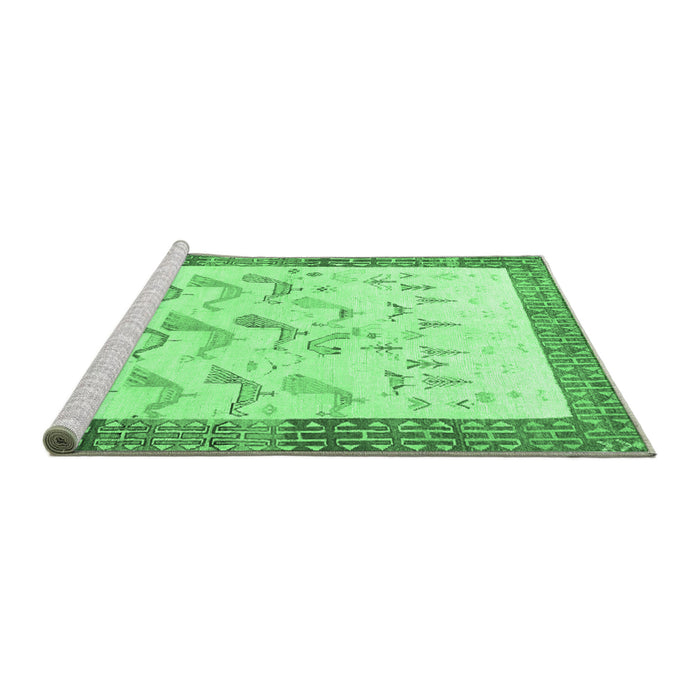 Sideview of Machine Washable Persian Emerald Green Traditional Area Rugs, wshtr815emgrn