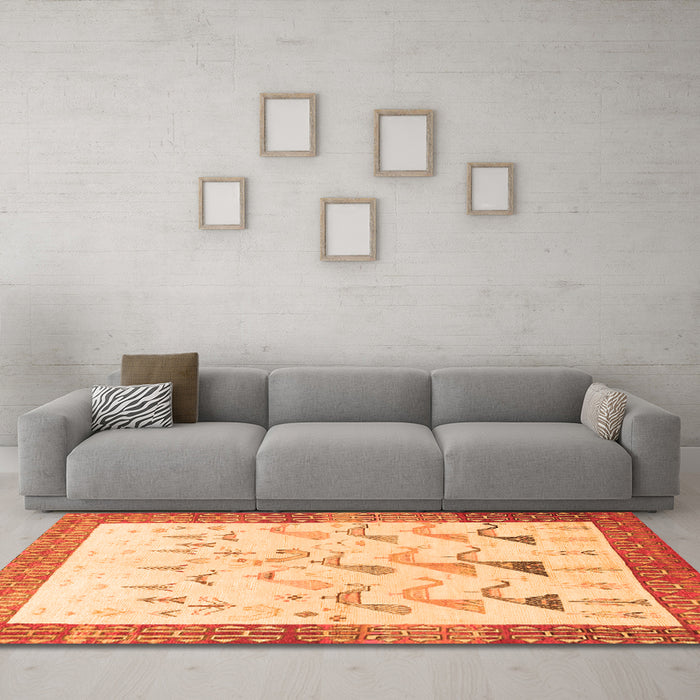 Machine Washable Persian Orange Traditional Area Rugs in a Living Room, wshtr815org