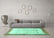 Machine Washable Persian Turquoise Traditional Area Rugs in a Living Room,, wshtr815turq