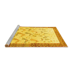 Sideview of Machine Washable Persian Yellow Traditional Rug, wshtr815yw
