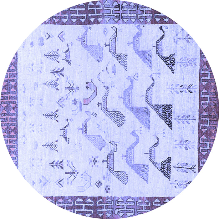 Round Persian Blue Traditional Rug, tr815blu