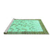 Sideview of Machine Washable Persian Turquoise Traditional Area Rugs, wshtr815turq