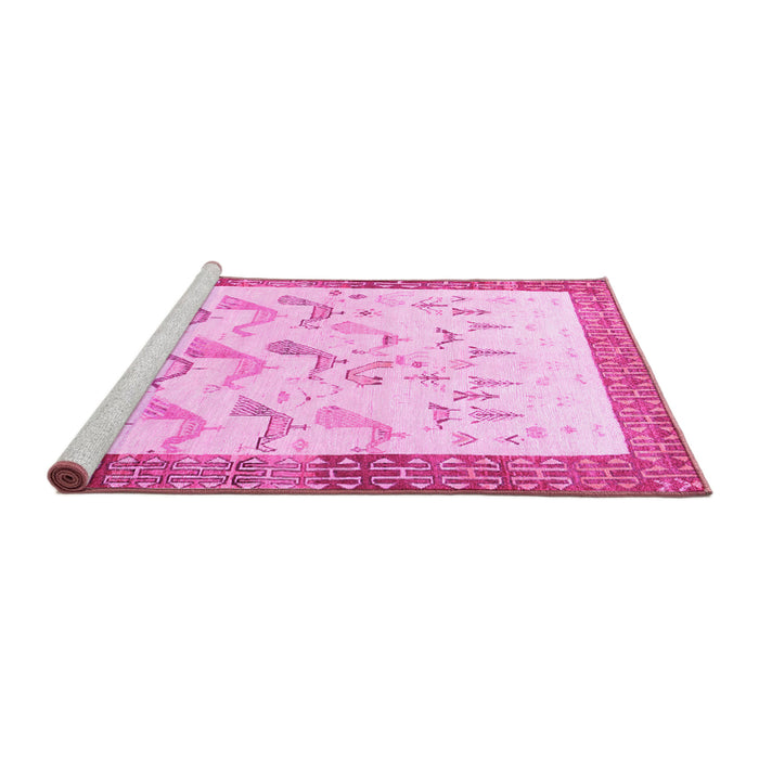 Sideview of Machine Washable Persian Pink Traditional Rug, wshtr815pnk