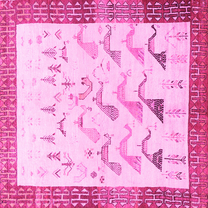 Square Machine Washable Persian Pink Traditional Rug, wshtr815pnk