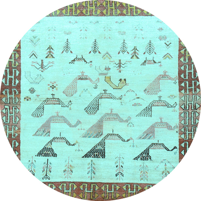 Round Persian Light Blue Traditional Rug, tr815lblu