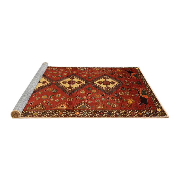 Sideview of Machine Washable Traditional Tomato Red Rug, wshtr816