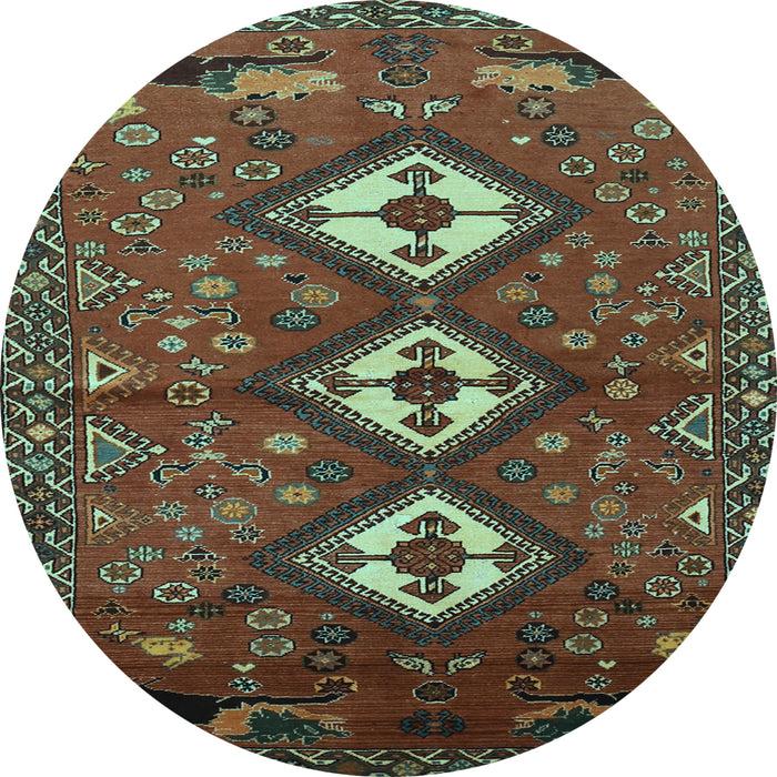 Round Machine Washable Persian Light Blue Traditional Rug, wshtr816lblu