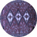 Round Persian Blue Traditional Rug, tr816blu