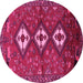 Round Machine Washable Persian Pink Traditional Rug, wshtr816pnk