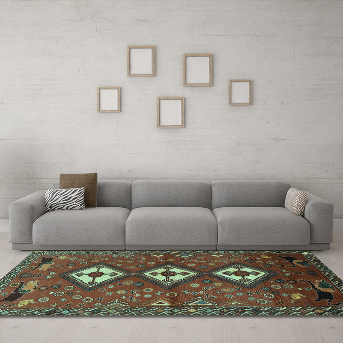 Machine Washable Persian Light Blue Traditional Rug in a Living Room, wshtr816lblu