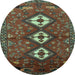 Round Persian Light Blue Traditional Rug, tr816lblu