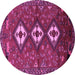 Round Persian Purple Traditional Rug, tr816pur