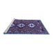 Sideview of Machine Washable Persian Blue Traditional Rug, wshtr816blu