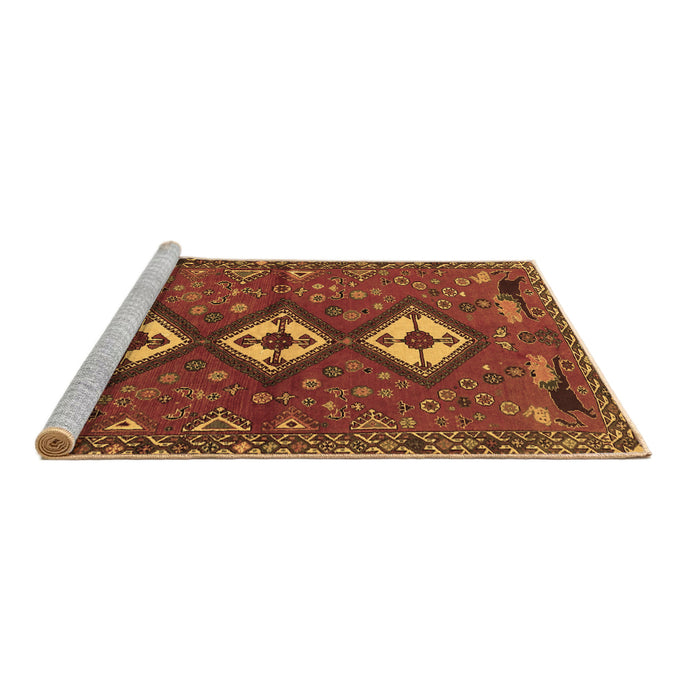 Sideview of Machine Washable Persian Brown Traditional Rug, wshtr816brn