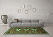 Machine Washable Persian Turquoise Traditional Area Rugs in a Living Room,, wshtr816turq