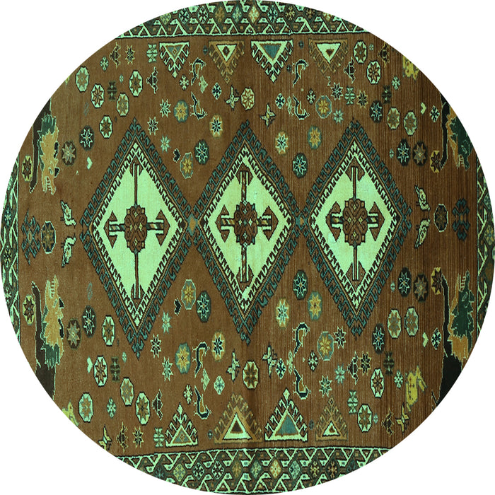 Round Persian Turquoise Traditional Rug, tr816turq