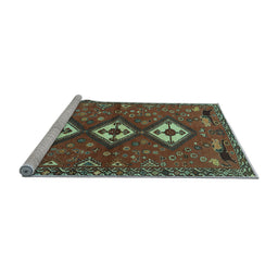Sideview of Machine Washable Persian Light Blue Traditional Rug, wshtr816lblu
