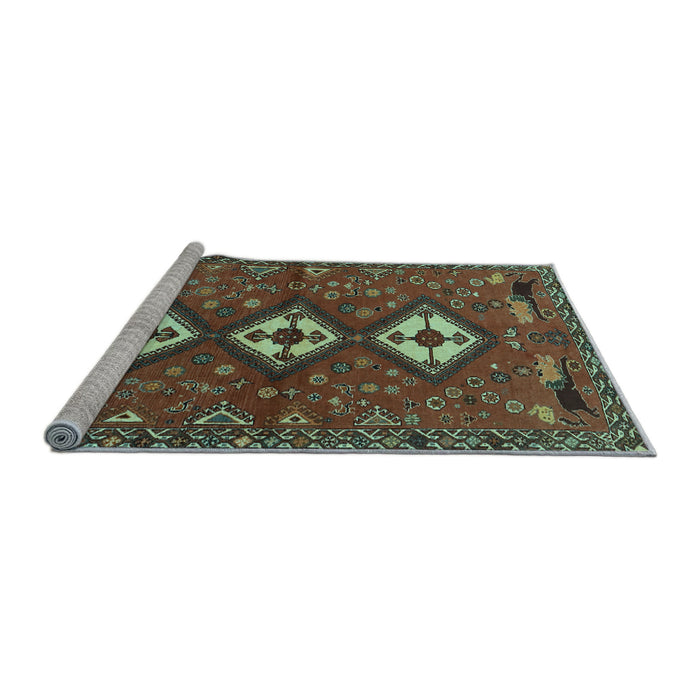 Sideview of Machine Washable Persian Light Blue Traditional Rug, wshtr816lblu