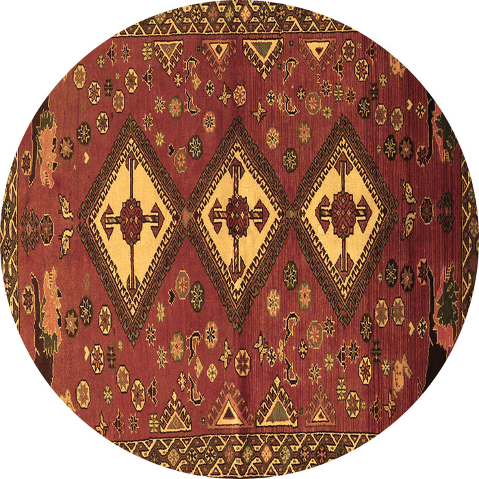 Round Persian Brown Traditional Rug, tr816brn