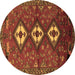 Round Persian Brown Traditional Rug, tr816brn