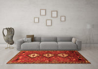 Machine Washable Persian Orange Traditional Rug, wshtr816org