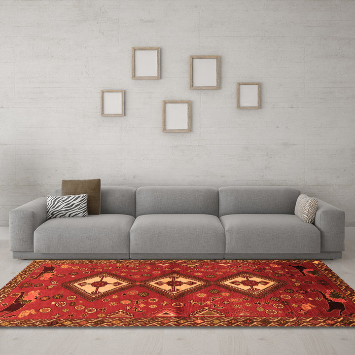 Machine Washable Persian Orange Traditional Area Rugs in a Living Room, wshtr816org