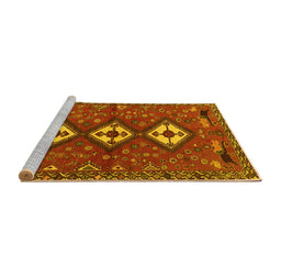 Sideview of Machine Washable Persian Yellow Traditional Rug, wshtr816yw