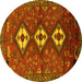 Round Persian Yellow Traditional Rug, tr816yw