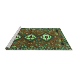 Sideview of Machine Washable Persian Turquoise Traditional Area Rugs, wshtr816turq