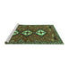 Sideview of Machine Washable Persian Turquoise Traditional Area Rugs, wshtr816turq