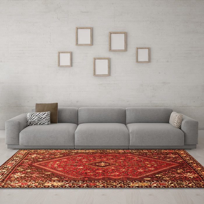 Machine Washable Persian Orange Traditional Area Rugs in a Living Room, wshtr817org