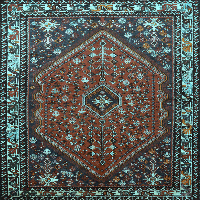Square Machine Washable Persian Light Blue Traditional Rug, wshtr817lblu