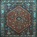 Square Machine Washable Persian Light Blue Traditional Rug, wshtr817lblu