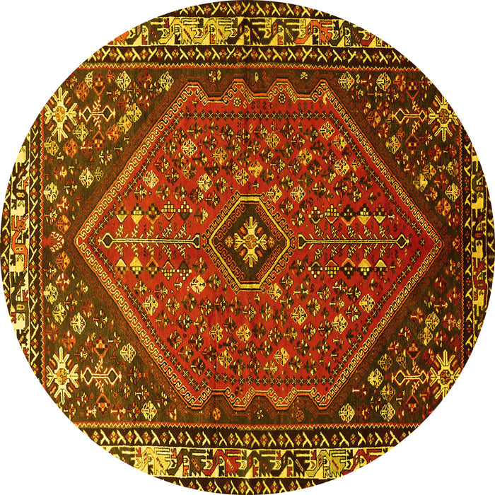 Round Persian Yellow Traditional Rug, tr817yw