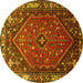 Round Persian Yellow Traditional Rug, tr817yw