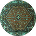 Round Persian Turquoise Traditional Rug, tr817turq