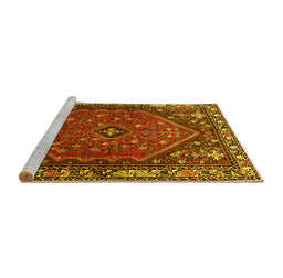 Sideview of Machine Washable Persian Yellow Traditional Rug, wshtr817yw
