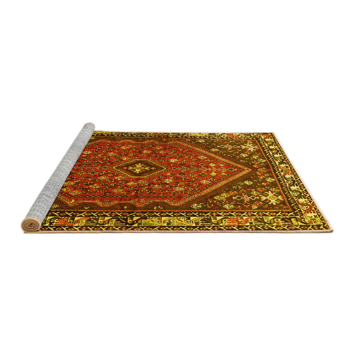 Sideview of Machine Washable Persian Yellow Traditional Rug, wshtr817yw