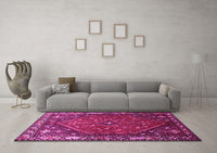 Machine Washable Persian Pink Traditional Rug, wshtr817pnk